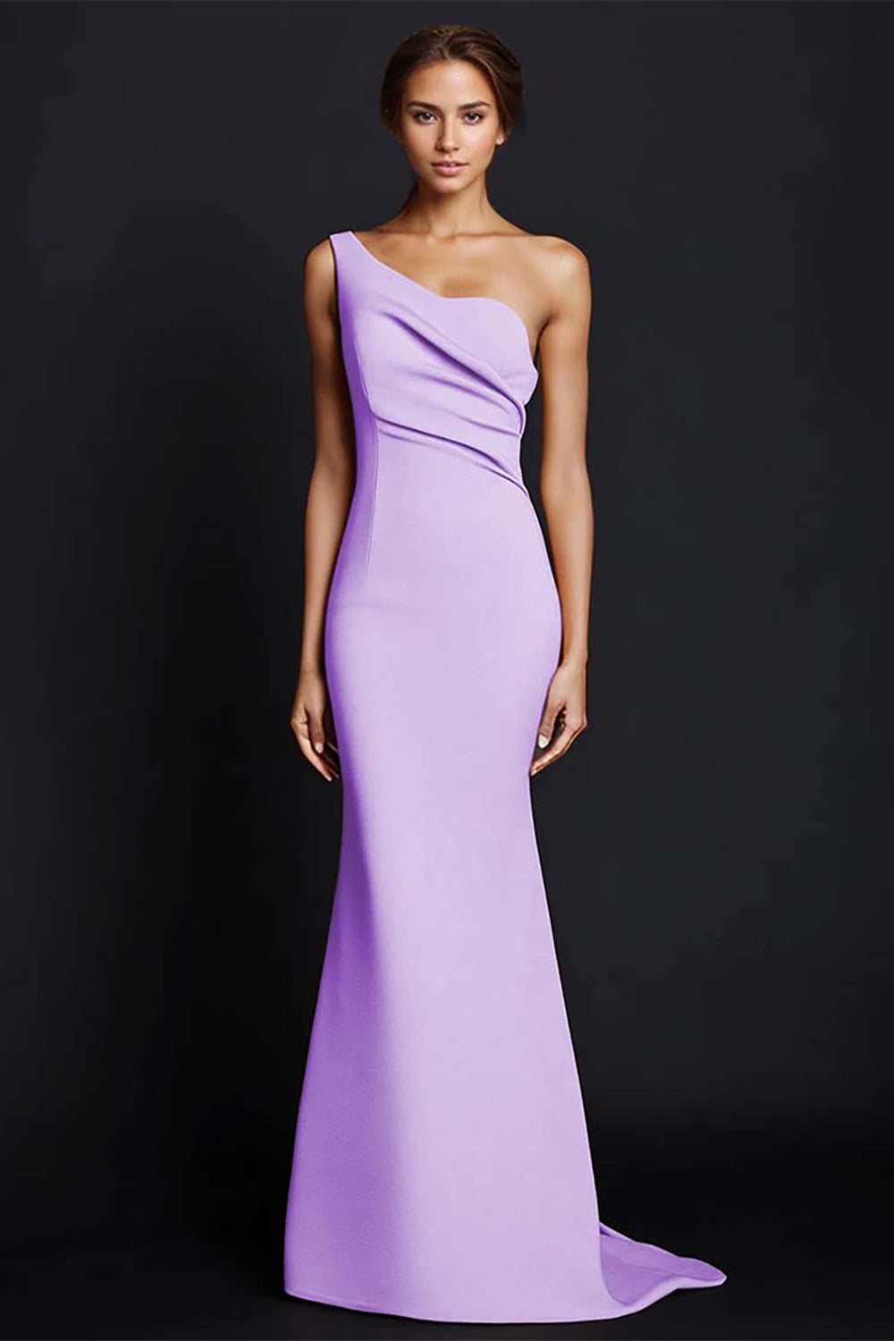 Robe longue formelle sirène kaki à une épaule