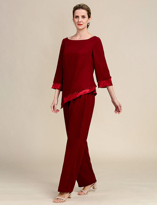 Combinaisons pantalons 2 pièces à manches longues pour la mère de la mariée