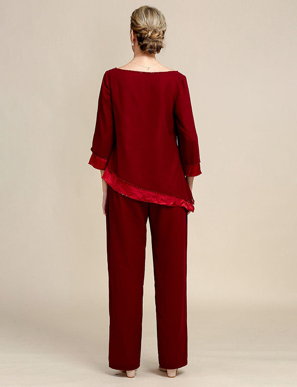Combinaisons pantalons 2 pièces à manches longues pour la mère de la mariée