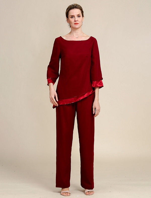 Combinaisons pantalons 2 pièces à manches longues pour la mère de la mariée