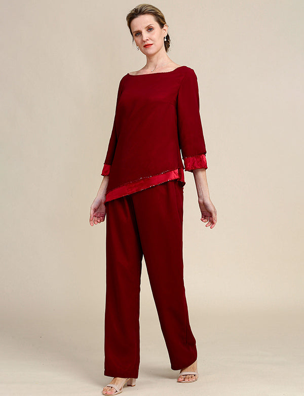 Combinaisons pantalons 2 pièces à manches longues pour la mère de la mariée