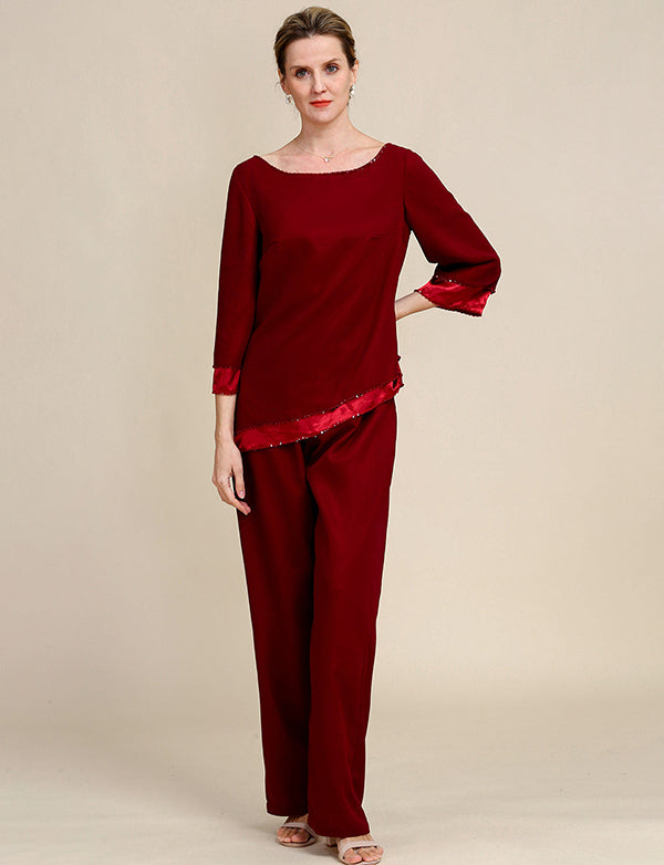 Combinaisons pantalons 2 pièces à manches longues pour la mère de la mariée