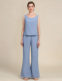 Combinaisons pantalon 3 pièces gris bleu à manches longues pour la mère de la mariée