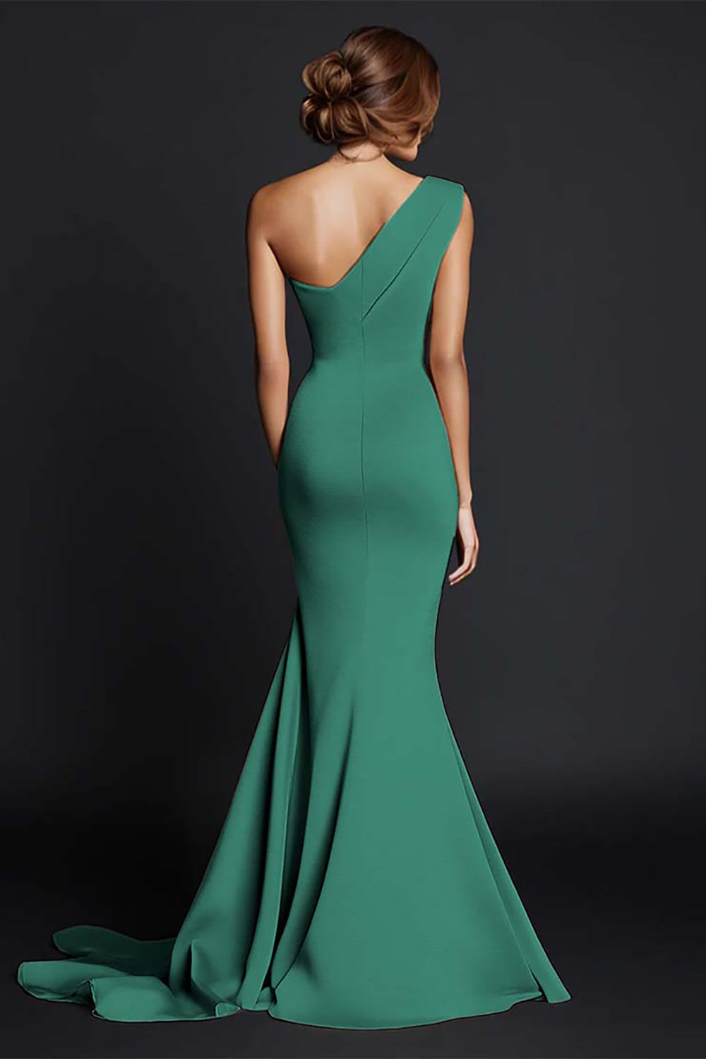 Robe longue formelle sirène kaki à une épaule