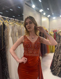 Robe De Soirée En Satin Rouge