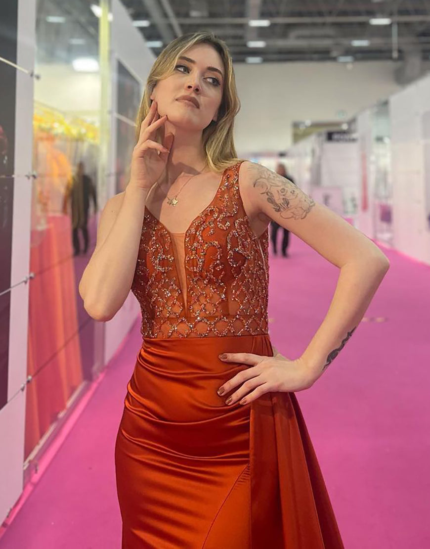 Robe De Soirée En Satin Rouge