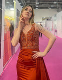 Robe De Soirée En Satin Rouge