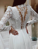 Robe de mariée longue à manches longues avec fente