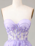 Robe de cérémonie longue en dentelle avec fente et corset, étincelante