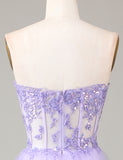 Robe de cérémonie longue en dentelle avec fente et corset, étincelante