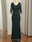 Robe de soirée officielle à paillettes vert foncé