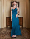 Robe de soirée à bretelles spaghetti et volants