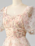 Robe de soirée à volants longue et plissée