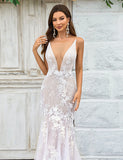 Robe de mariée en dentelle à col bateau et illusion sirène ivoire