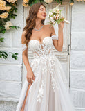 Robe de mariée en tulle champagne détachable avec dentelle