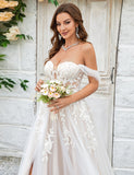 Robe de mariée en tulle champagne détachable avec dentelle