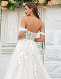 Robe de mariée en tulle champagne détachable avec dentelle