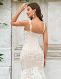 Robe de mariée sirène ivoire avec traîne et dentelle