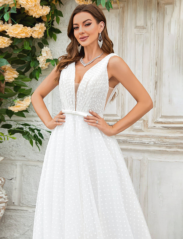 Robe de mariée en tulle avec traîne Watteau détachable