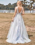 Robe de mariée ligne A en tulle ivoire avec applications