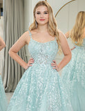 Robe de bal de fin d'année en tulle avec paillettes et dentelle