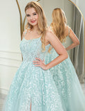 Robe de bal de fin d'année en tulle avec paillettes et dentelle