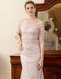 Robe de la mariée en perles gris-rose étincelant