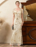 Robe de la mère de la mariée avec perles dorées et étincelantes