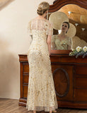 Robe de la mère de la mariée avec perles dorées et étincelantes