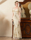 Robe de la mère de la mariée avec perles dorées et étincelantes
