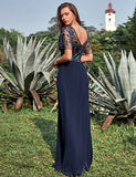 Robe de la mère de mariée à sequins et à appliques