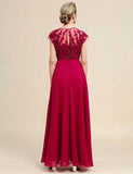 Robe de la mère de la mariée en mousseline avec dentelle