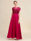 Robe de la mère de la mariée en mousseline avec dentelle