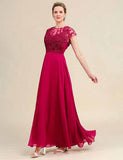 Robe de la mère de la mariée en mousseline avec dentelle