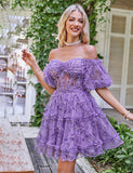 Robe de soirée mignonne imprimée à épaules dénudées