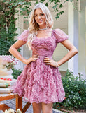 Robe de soirée trapèze imprimée à volants