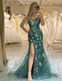 Robe de bal de fin d'année à bretelles spaghetti en dentelle