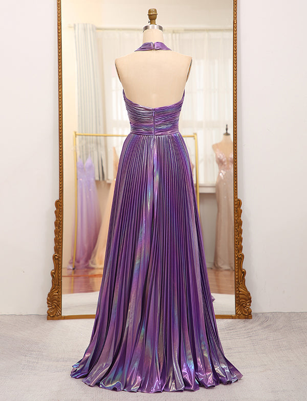 Robe de bal de fin d'année à dos nu et fendue