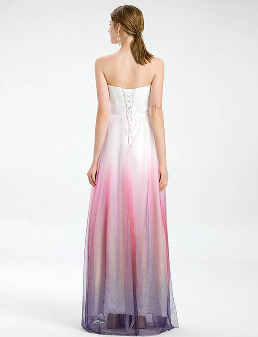 Robe de mariage longue en tulle rose ombré
