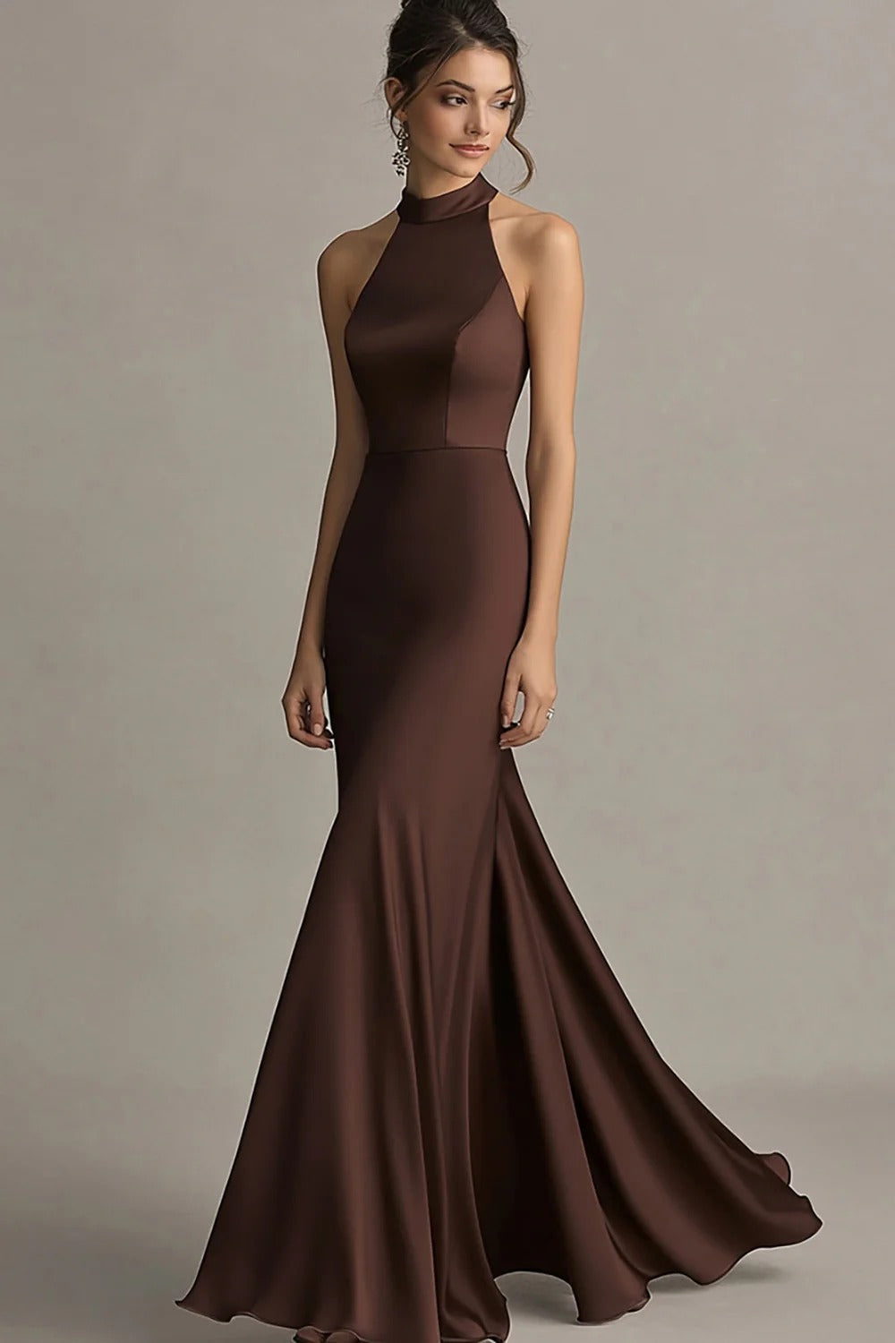 Café Sirène Dos Nu Col Robe Longue Formulante