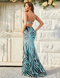 Robe De Bal De Fin D'année Asymétrique En Paillettes Vertes Avec Fente
