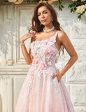 Robe De Bal Asymétrique à Appliques Blush Scintillantes