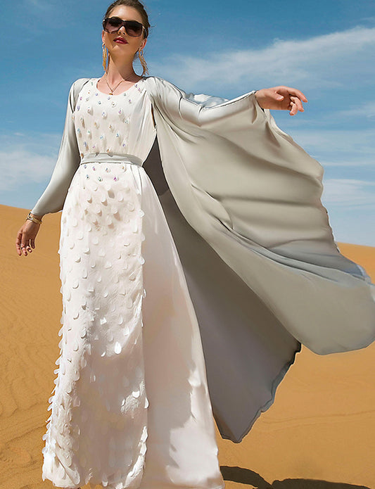 Abaya Argentée Deux Pièces
