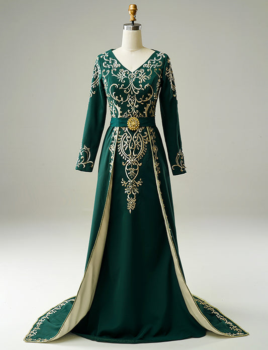 Vert Robe Orientale avec Broderie