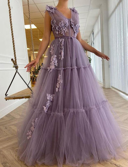 Robe de Bal Longue Lilas