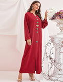 Robe Abaya Eid Mubarak à Col en V pour Femme