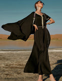 Robe Longue Cape Noire Perlée