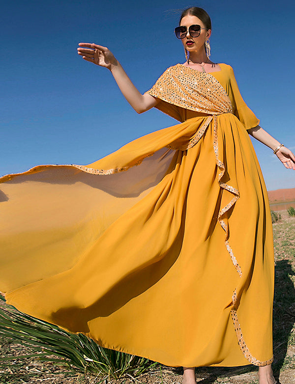 Robe Arabe à Paillettes Orange