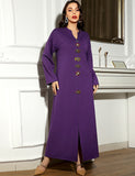 Robe Abaya Eid Mubarak à Col en V pour Femme