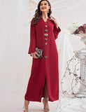 Robe Abaya Eid Mubarak à Col en V pour Femme